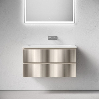 Тумба с раковиной Sancos Snob R 90 подвесная, beige soft, раковина СN7019wx