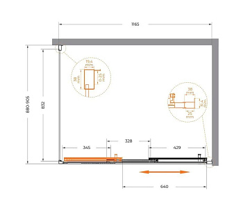 Душевой уголок Cezares Molveno AHF 31 120+90 C BORO IV 120х90 см, профиль брашированное золото, стек