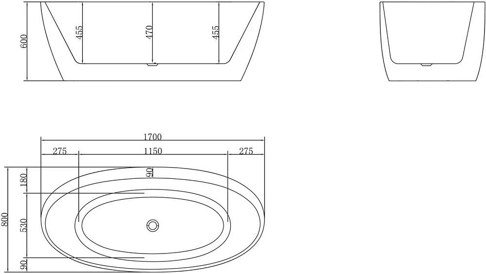Акриловая ванна BelBagno BB404-1700-800 без опоры 170x80 см, отдельностоящая, белая, овальная, со сл Sancos — официальный сайт