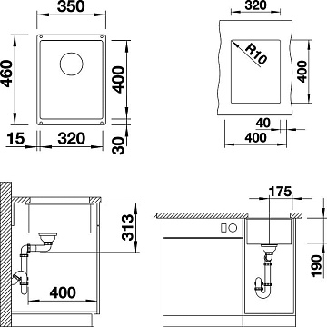 Мойка кухонная Blanco Subline 320-U антрацит