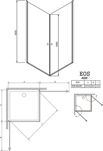 Душевой уголок Radaway EOS KDD 90 интимато