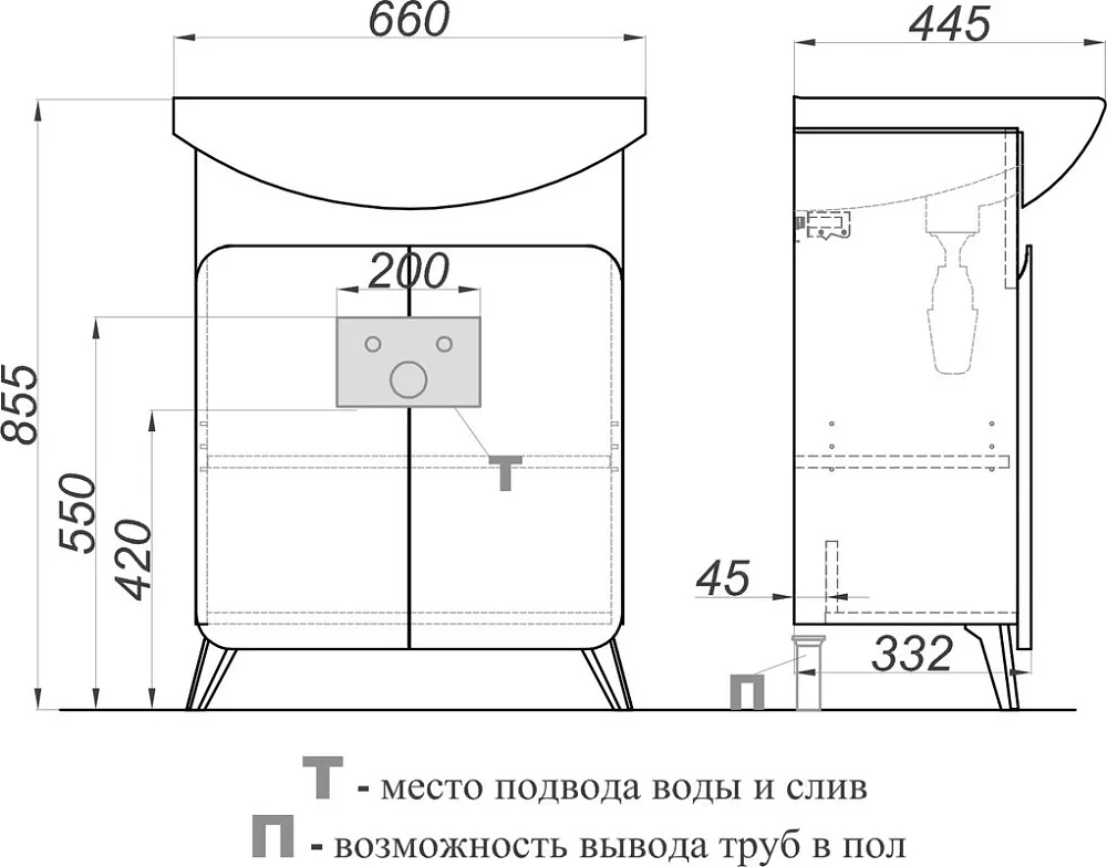 Тумба под раковину без столешницы Aqwella Basic 65 дуб золотой Sancos — официальный сайт
