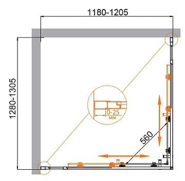 Душевой уголок Cezares Molveno AH 22 130+120 C GM IV 130х120 см, профиль оружейная сталь, стекло про