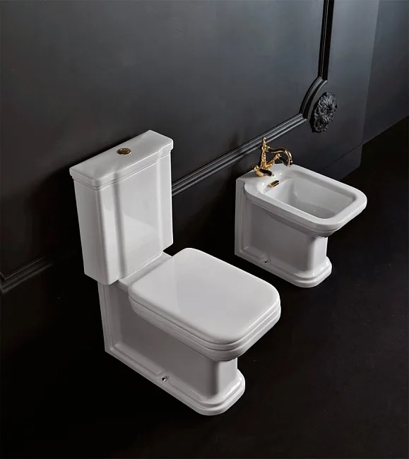 Крышка-сиденье Kerasan Waldorf 418801 белая, с микролифтом, петли хром Sancos — Оригинал