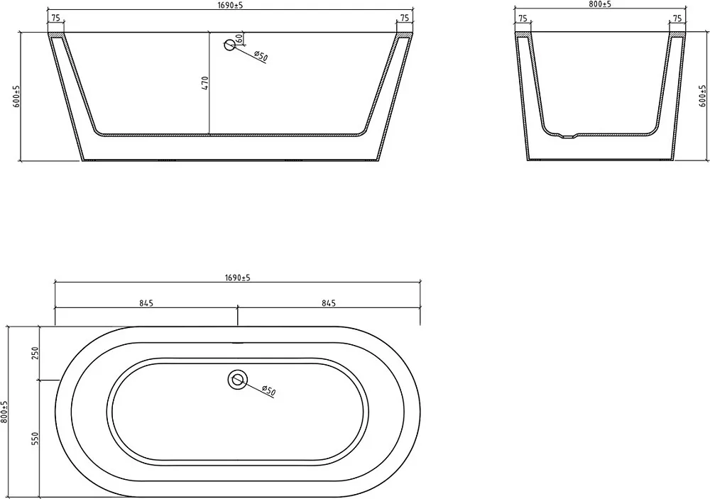 Акриловая ванна BelBagno BB202-1700-800 170x80 см, отдельностоящая, белая, овальная, на ножках, со с Sancos — официальный сайт