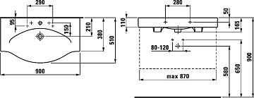 Мебельная раковина Laufen Palace 8.1170.2.000.104.R