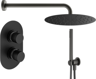 Душевой комплект Plumberia Selection Ixo KITXOT18NOKING, С ВНУТРЕННЕЙ ЧАСТЬЮ, черный матовый