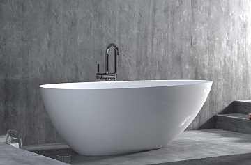 Ванна из искусственного камня Salini Paola In S-Sense 160x75 см, отдельностоящая, белая, овальная, с