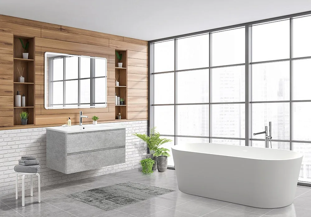 Тумба под раковину без столешницы BelBagno Albano-Cer 105 подвесная, cemento verona grigio Sancos — официальный сайт