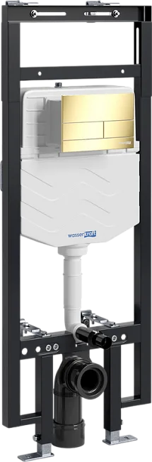 Система инсталляции для унитазов Wasserkraft Dinkel 58TLT.010.ME.PG04, с кнопкой смыва золото Sancos — Оригинал