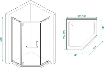 Душевой уголок RGW Hotel HO-084-W 100x100x195 см, профиль белый, стекло прозрачное