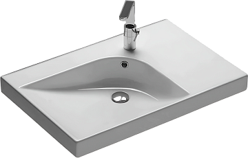 Раковина Hatria Grandangolo SX YXF901 75, 1 готовое отверстие под смеситель