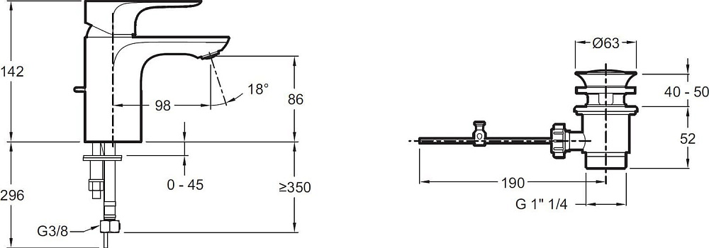 Смеситель для раковины Jacob Delafon Aleo E72275-4-CP