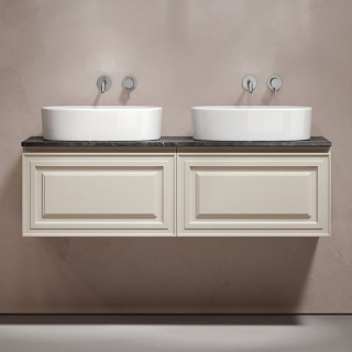 Тумба с раковиной Sancos Very 140 beige soft, столешница черный мрамор TT140A1, раковина CN6075