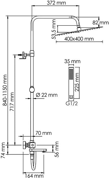 Душевая стойка Wasserkraft Aller A199.119.103.087.CH Thermo, с термостатом, хром