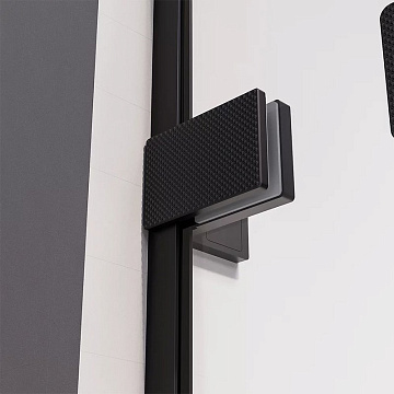 Душевая дверь в нишу Veconi Premium Alassio B 140x200, профиль матовый черный, стекло прозрачное
