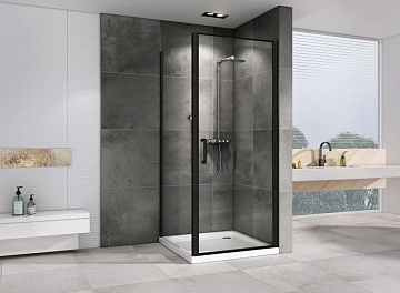 Душевой уголок Abber Sonnenstrand AG04080B-S70B 80x70, профиль черный, стекло прозрачное