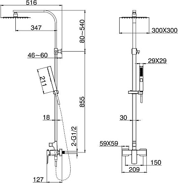 Душевая стойка Allen Brau Infinity 5.21012-31, чёрный матовый
