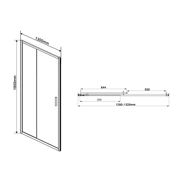 Душевая дверь в нишу Vincea Garda VDS-1G130CLG 130 см, профиль брашированное золото, стекло прозрачн