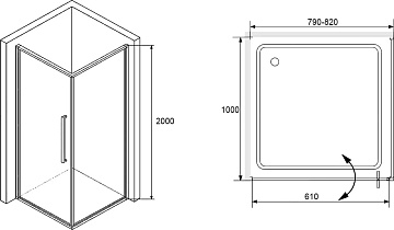 Душевой уголок RGW Stilvoll SV-02+100 см (79-82)x100x200 профиль хром, стекло прозрачное