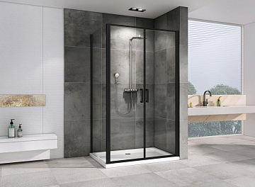 Душевой уголок Abber Sonnenstrand AG04100BC-S90B 100x90, профиль черный, стекло прозрачное