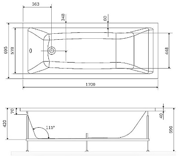 Акриловая ванна AM.PM Gem 170x70 см, W93A-170-070W-A