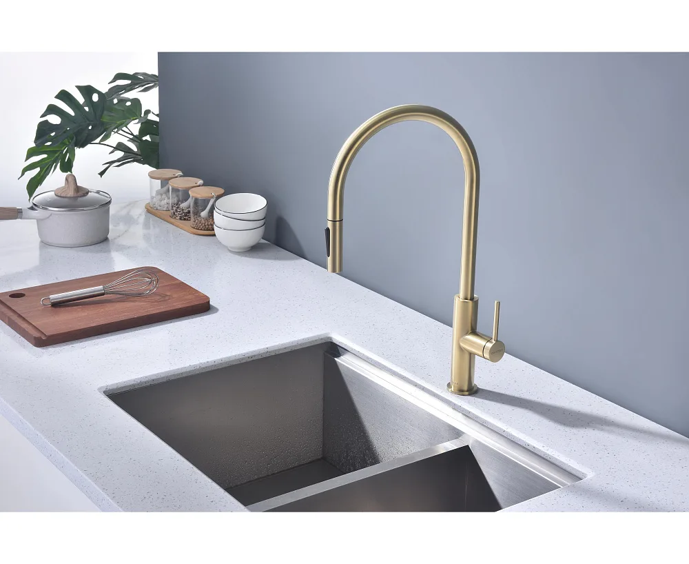Смеситель для кухни Paulmark Senso Se215180-LG светлое золото Sancos — официальный сайт