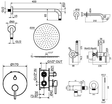 Комплект для ванной Plumberia Selection Ixo KITZXO19CR60 С ВНУТРЕННЕЙ ЧАСТЬЮ, хром