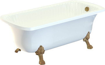 Ванна из искусственного камня Migliore Olivia 24384 175x80 см, левая, отдельностоящая, белая, с деко