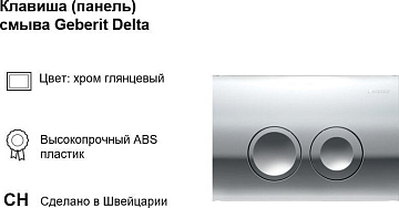 Система инсталляции для унитазов Geberit Delta 20 458.118.21.2, с кнопкой смыва, хром