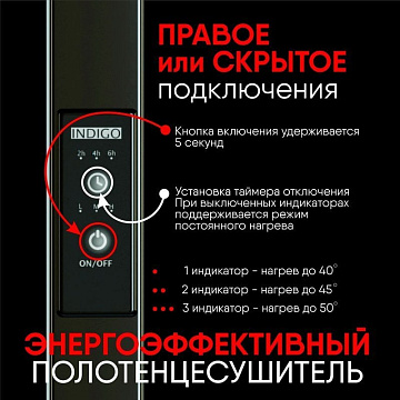 Полотенцесушитель электрический Indigo Nix DGN20-50BRRt 20х50, черный муар
