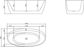 Акриловая ванна BelBagno 170x80 см, BB404-1700-800