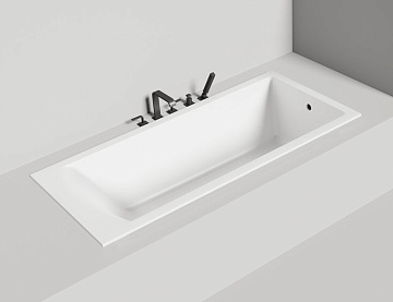 Ванна из искусственного камня Salini Cascata S-Sense 180x80 см, встраиваемая, матовая белая, на ножк