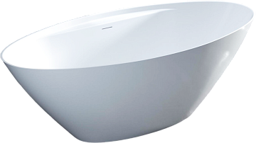 Ванна из искусственного камня Salini Diva S-Sense 180x85 см, отдельностоящая, белая, овальная, со сл