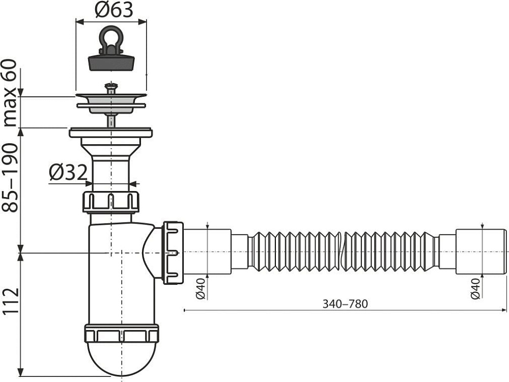 Сифон для раковины AlcaPlast A41+A710
