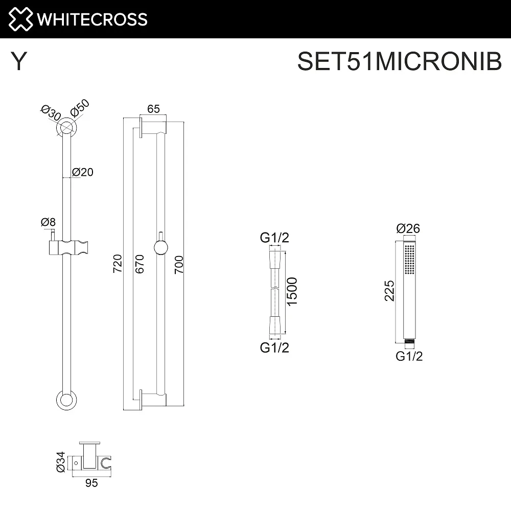 Душевой гарнитур WHITECROSS SET51MICRONIB, брашированный никель Sancos — официальный сайт