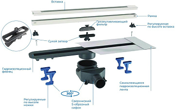 Душевой трап (лоток) BETTOSERB Advanced Slim 550 матовый хром