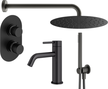 Комплект для ванной Plumberia Selection Ixo KITXOT18NO53 С ВНУТРЕННЕЙ ЧАСТЬЮ, черный матовый