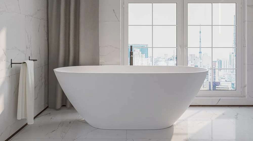 Ванна из искусственного камня WHITECROSS Onyx D 160x75 см, отдельностоящая, матовая белая, овальная, Sancos — официальный сайт