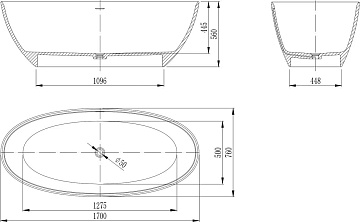 Ванна из искусственного камня Vincea VBT-4S01MW 170x75 см, отдельностоящая, матовая белая, овальная,