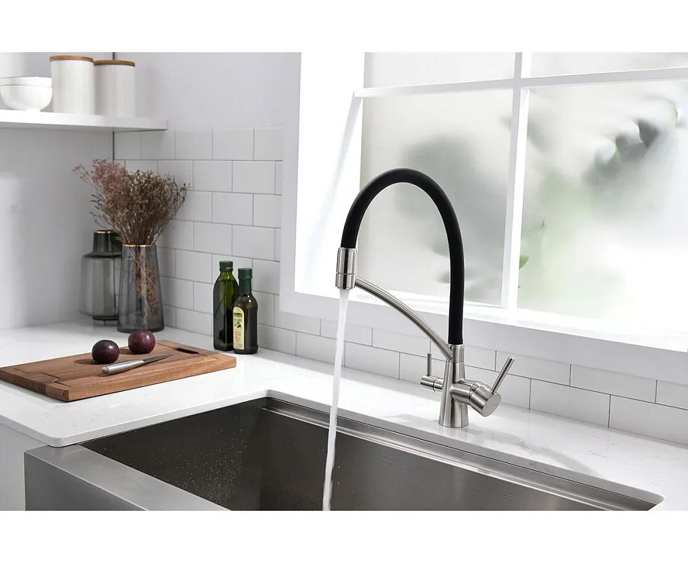 Смеситель для кухни Paulmark Siegen Si213111-BS, с гибким изливом, брашированная сталь Sancos — официальный сайт
