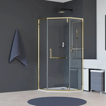 Душевой уголок RGW Hotel HO-084-Gb 90x90 профиль золото брашированное, стекло прозрачное
