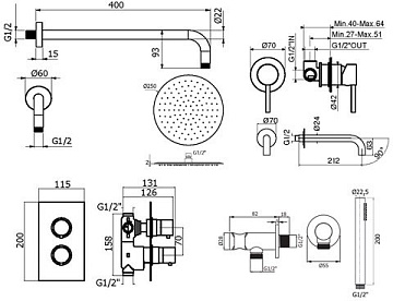 Комплект для ванной Plumberia Selection Ixo KITXOT18QNO210 С ВНУТРЕННЕЙ ЧАСТЬЮ, черный матовый