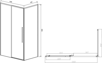 Душевой уголок Vincea Slim-N VSR-4SN8013CLB 130х80 см, профиль черный