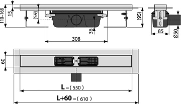 Душевой трап (лоток) AlcaPlast APZ1 APZ6 550 с опорами