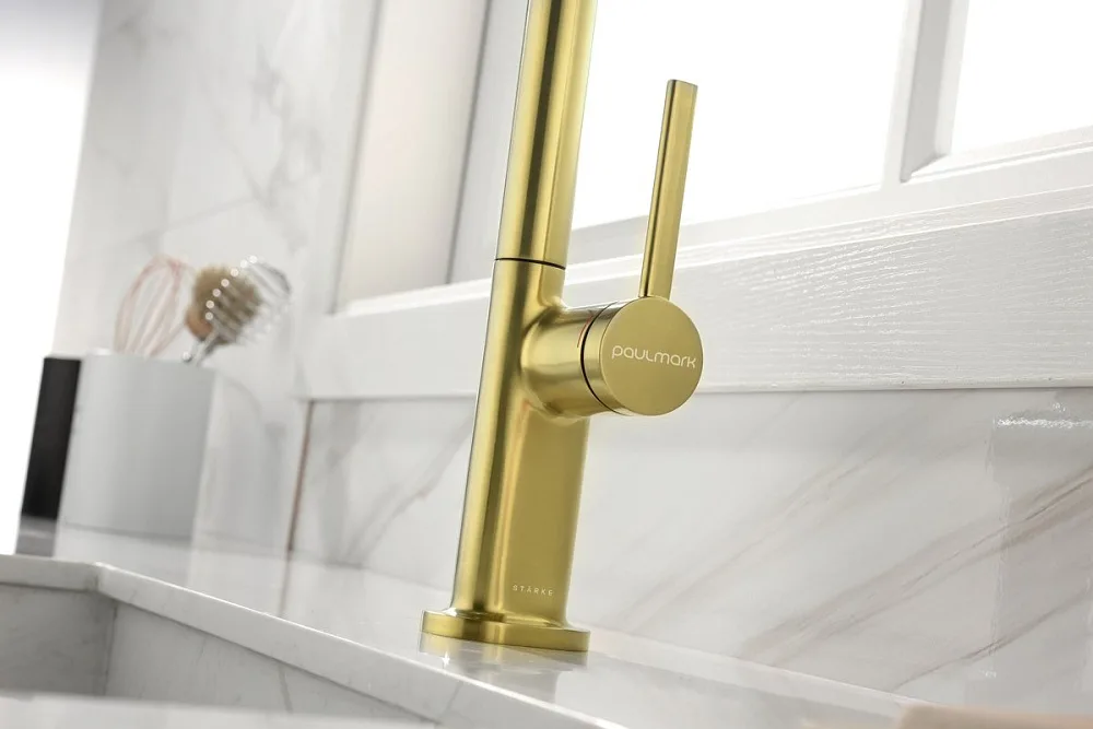 Смеситель для кухни Paulmark Neo Ne214419-BG брашированное золото Sancos — официальный сайт