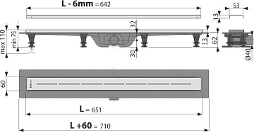 Душевой трап (лоток) AlcaPlast APZ20 APZ20-650