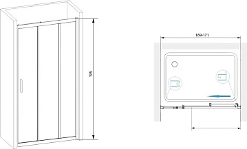 Душевой уголок RGW Passage PA-13+80 см (169-171)x80x195 профиль хром, стекло прозрачное