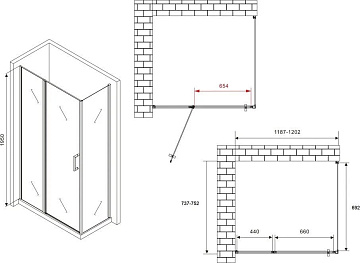 Душевой уголок Abber Sonnenstrand AG04120MS-S75M 120x75, профиль хром, стекло матовое