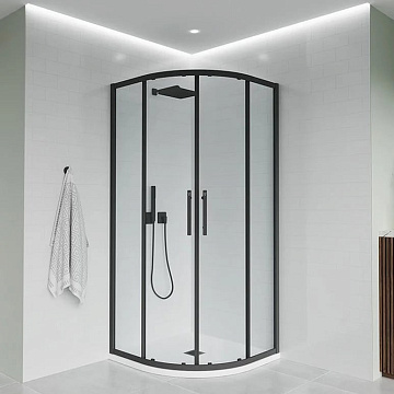 Душевой уголок Veconi Evo 200 B 80х80 см, профиль матовый черный, стекло прозрачное